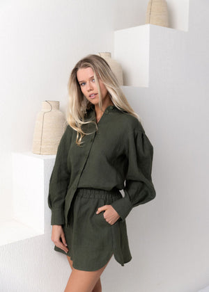 SAIL Linen Shirt Moss