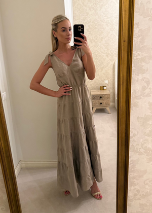 GISELE Linen Maxi Dress Dark Sand