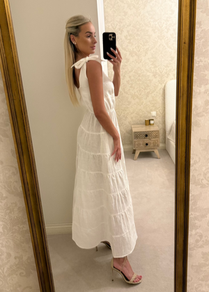 GISELE Linen Maxi Dress White