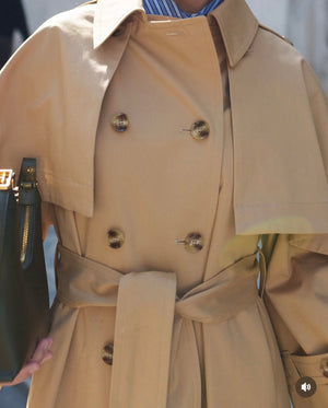 SOHO Classic Trench Coat With Removable Cape Camel