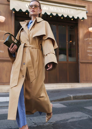 SOHO Classic Trench Coat With Removable Cape Camel