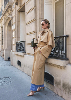 SOHO Classic Trench Coat With Removable Cape Camel