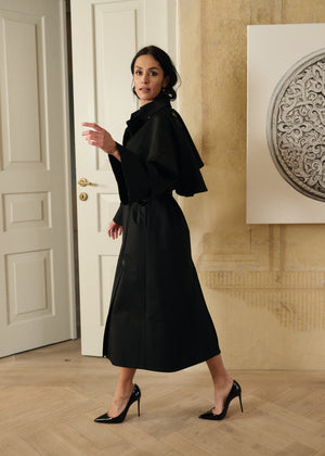 SOHO Classic Trench Coat With Removable Cape Black