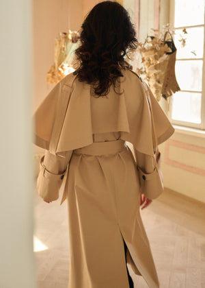 SOHO Classic Trench Coat With Removable Cape Ivory
