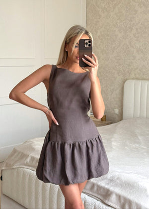 DOLLY Linen Bubble Mini Dress