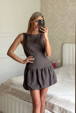 DOLLY Linen Bubble Mini Dress