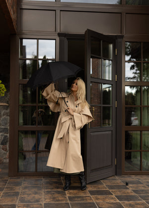 SOHO Classic Trench Coat With Removable Cape Ivory