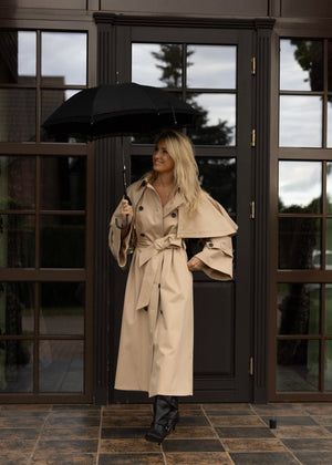SOHO Classic Trench Coat With Removable Cape Ivory