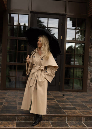 SOHO Classic Trench Coat With Removable Cape Ivory