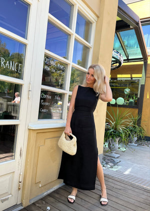 JACKIE Midi Linen Dress Black