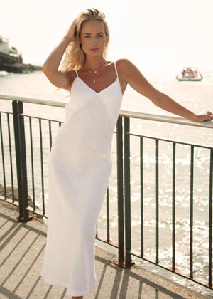 SENSE Linen Slip Dress White