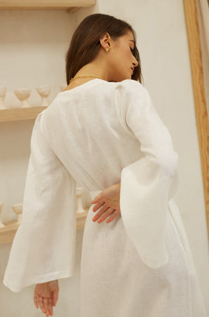 Morn Midi Linen Kimono Dress
