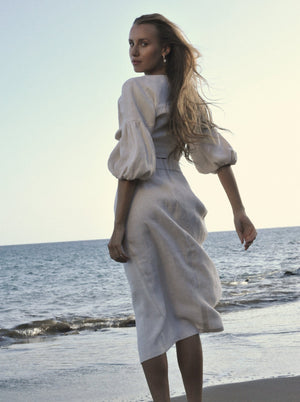 BLOOM Linen Wrap Midi Skirt