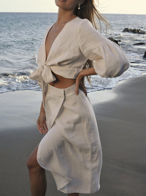 IMAGINE Linen Wrap Top