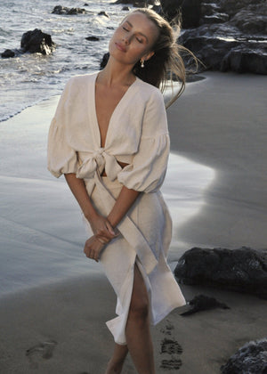 IMAGINE Linen Wrap Top