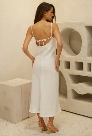 SENSE Linen Slip Dress White