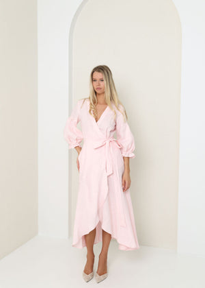 ALLURE Midi Linen Dress Pink