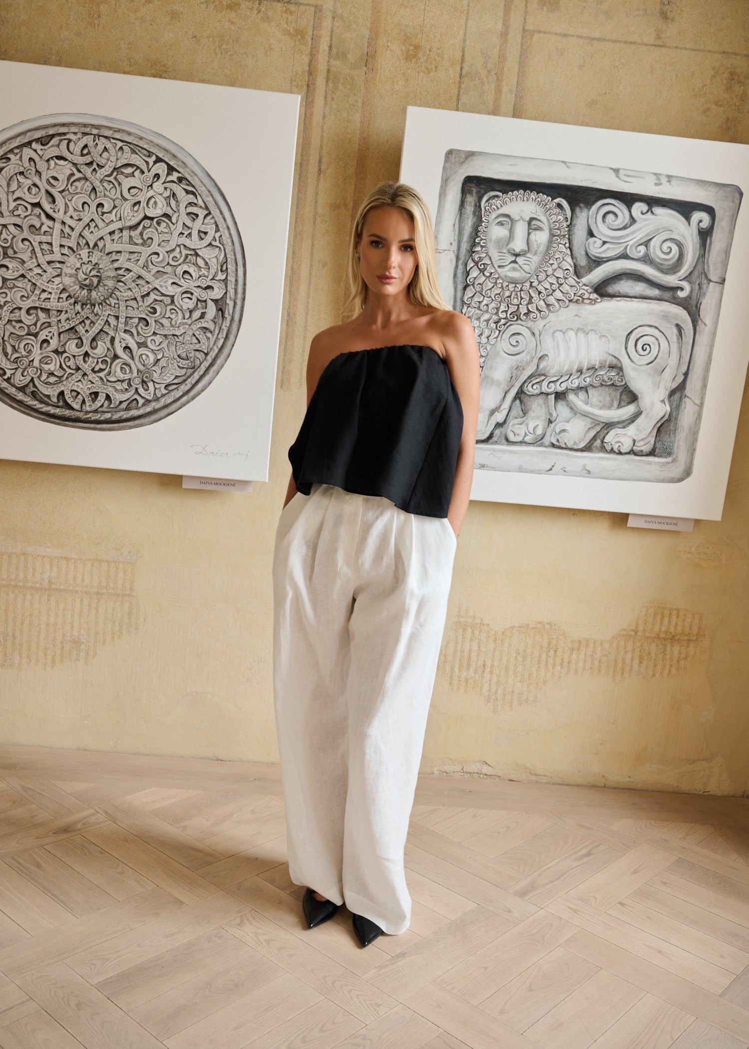 MARVEL Wide-Leg Linen Trousers White