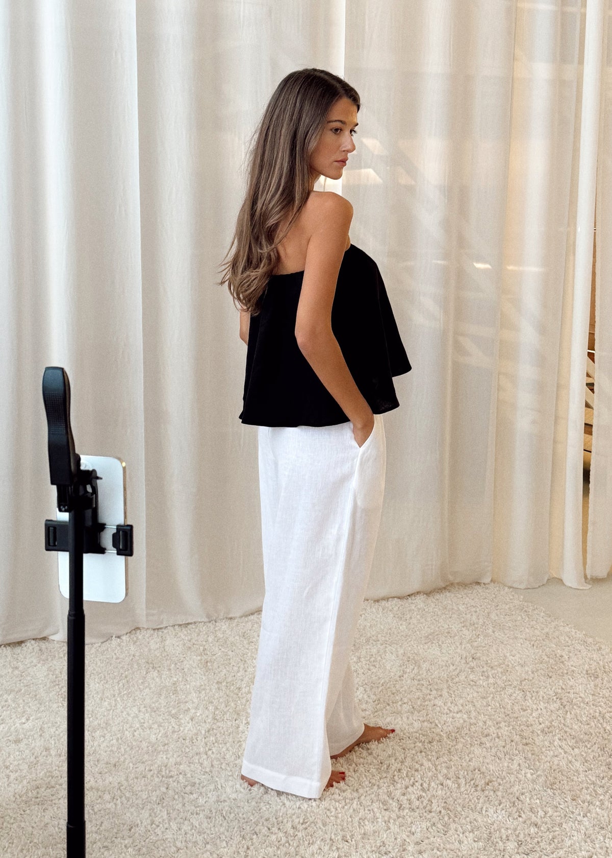 MARVEL Wide-Leg Linen Trousers White