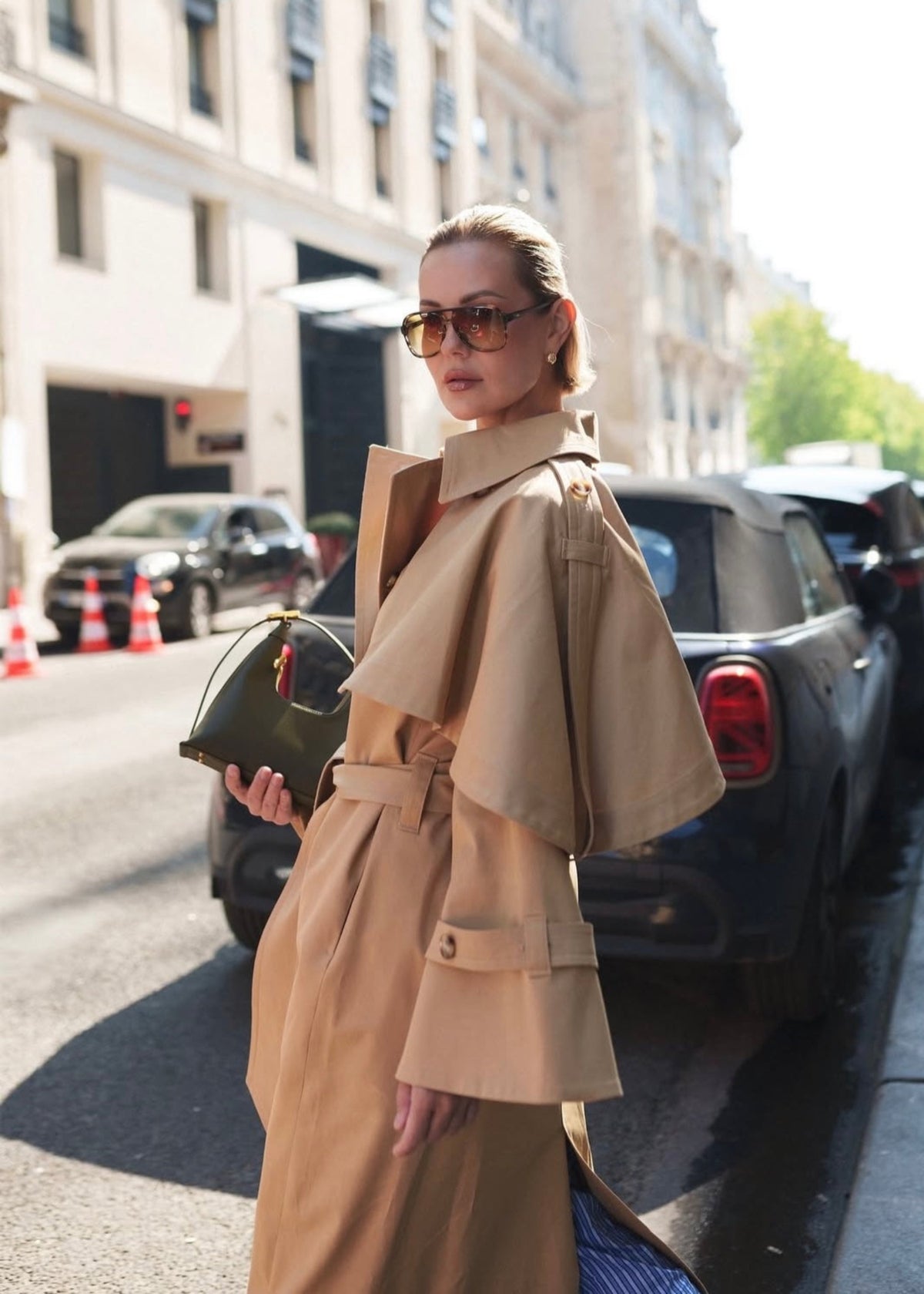 SOHO Classic Trench Coat With Removable Cape Camel