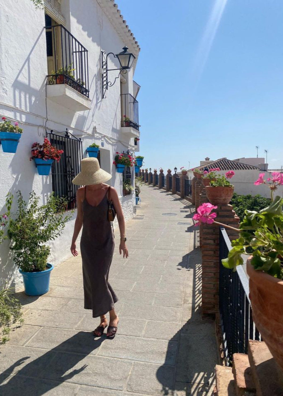 SENSE Linen Slip Dress Dark Brown