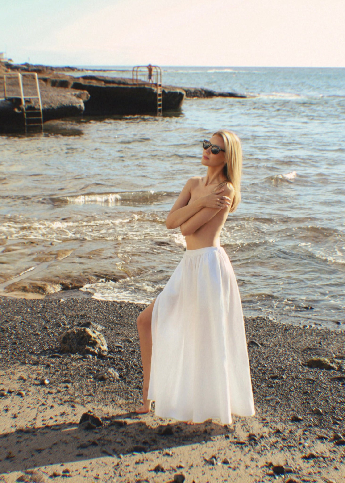 white beach skirt dress LONG WHITE SKIRT, Flowy Skirt, Vacation Beach Summer Bohemian Skirt, High Waisted Long Cotton Skirt Womens Clothing