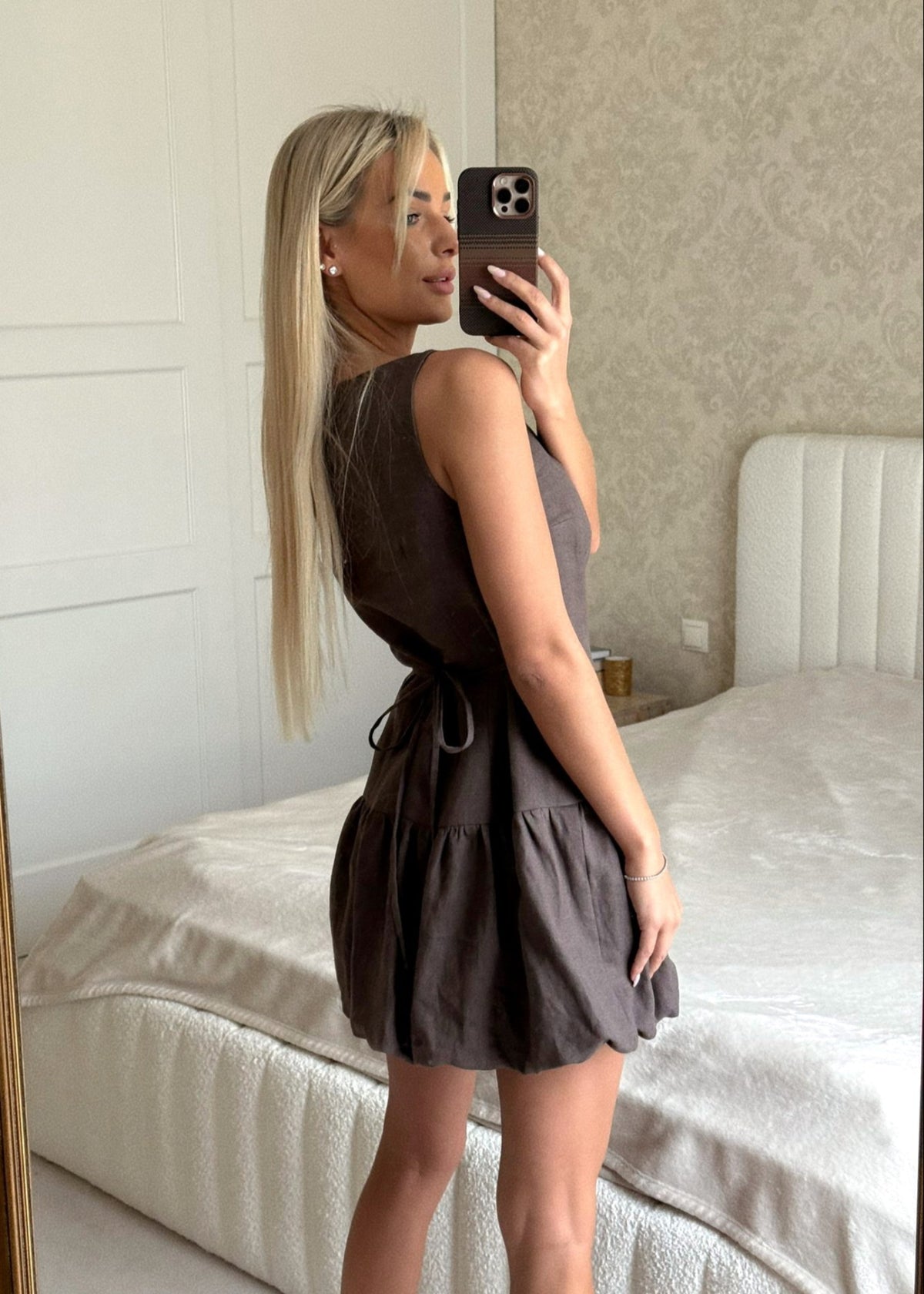 DOLLY Linen Bubble Mini Dress