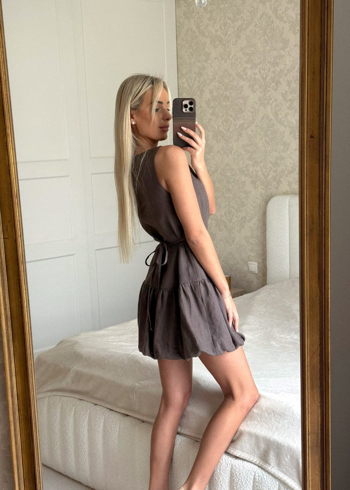 DOLLY Linen Bubble Mini Dress