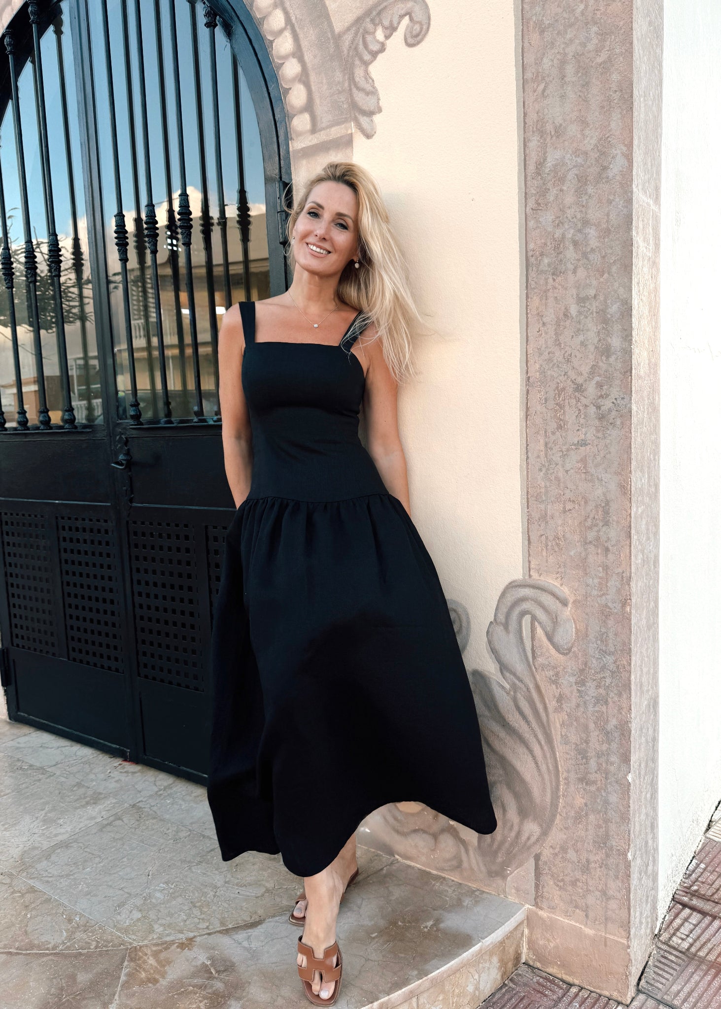 BARDOT Midi Linen Dress Black | Bohomey