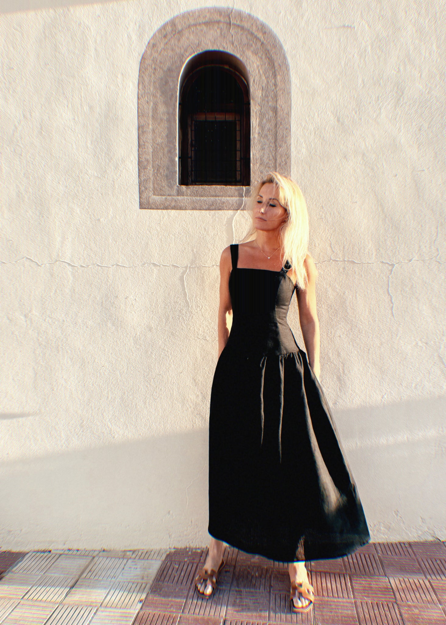 BARDOT Midi Linen Dress Black | Bohomey