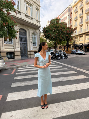 ELARA Linen Dress Sky Blue
