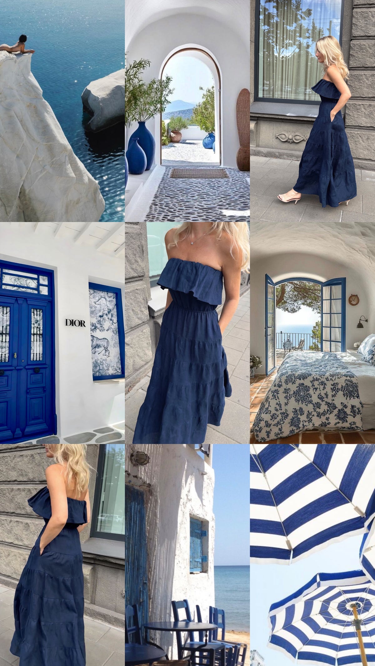 ISOLA Linen Maxi Dress Navy Blue