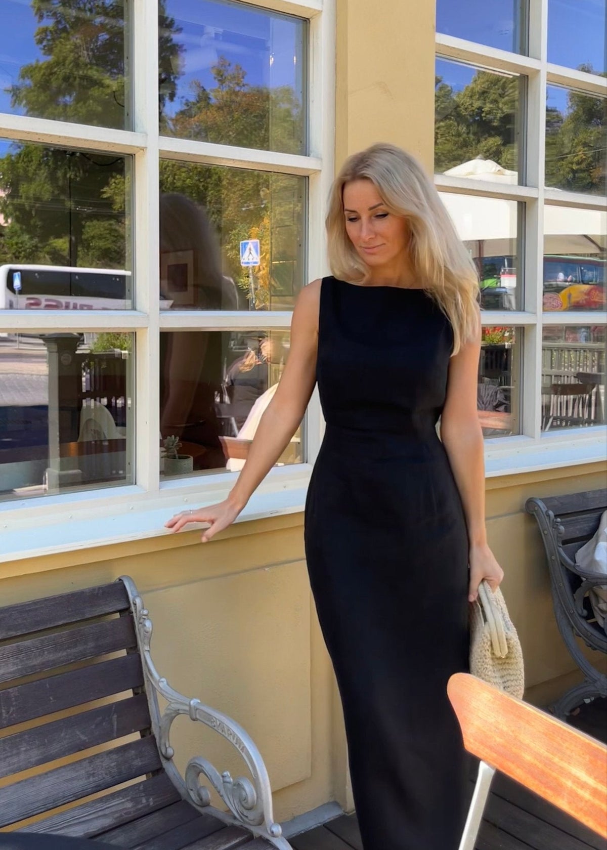 JACKIE Midi Linen Dress Black