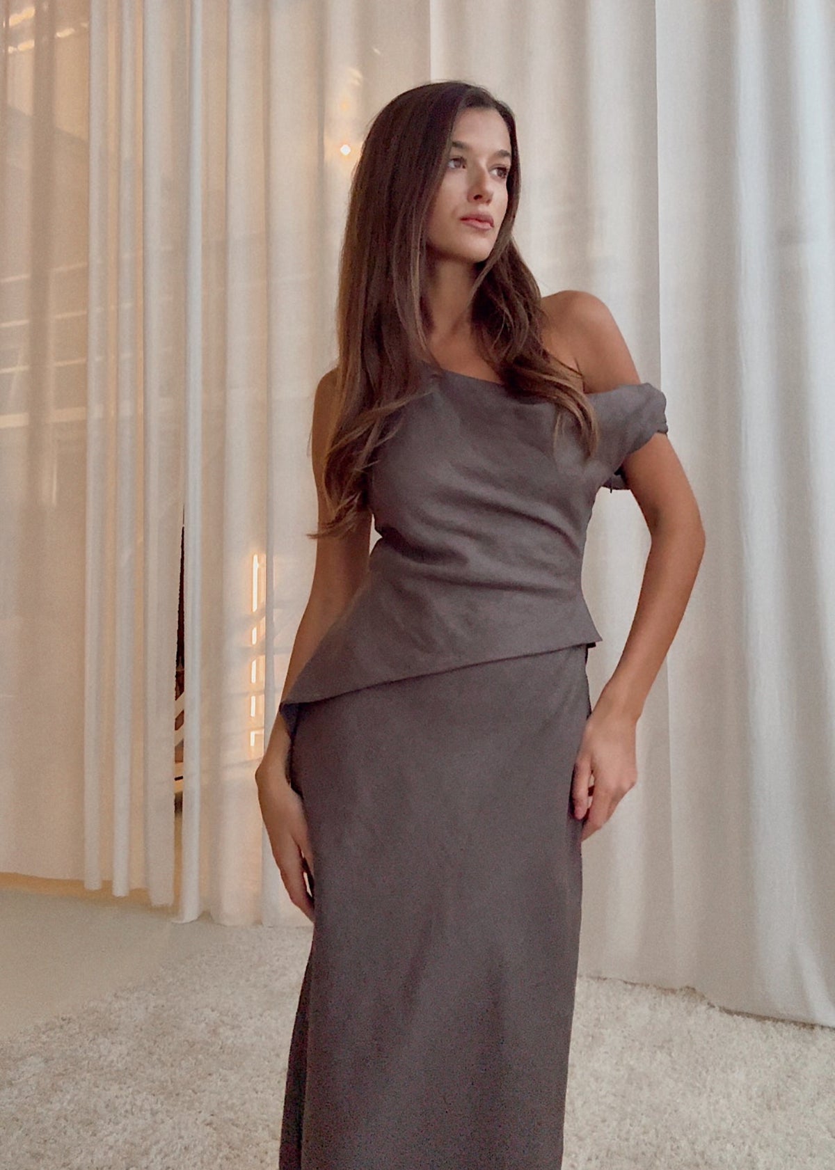 LOREN Linen Midi Dress