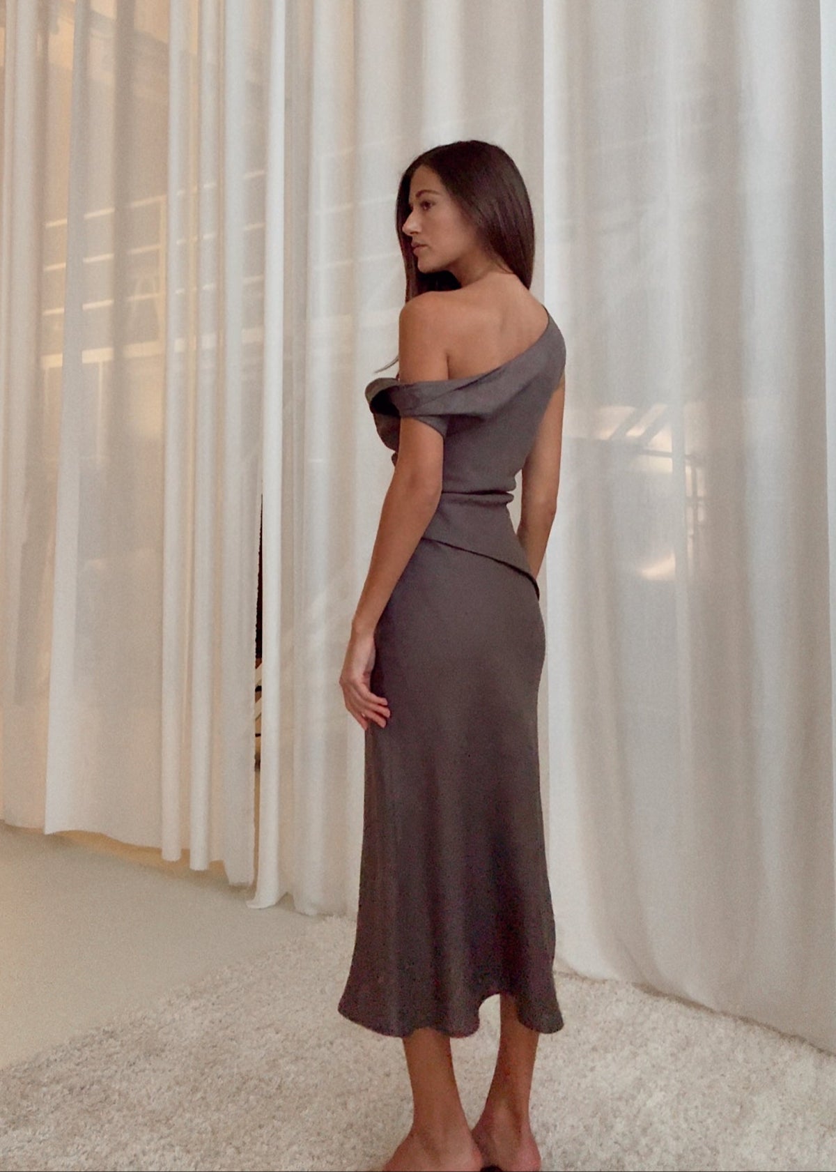 LOREN Linen Midi Dress