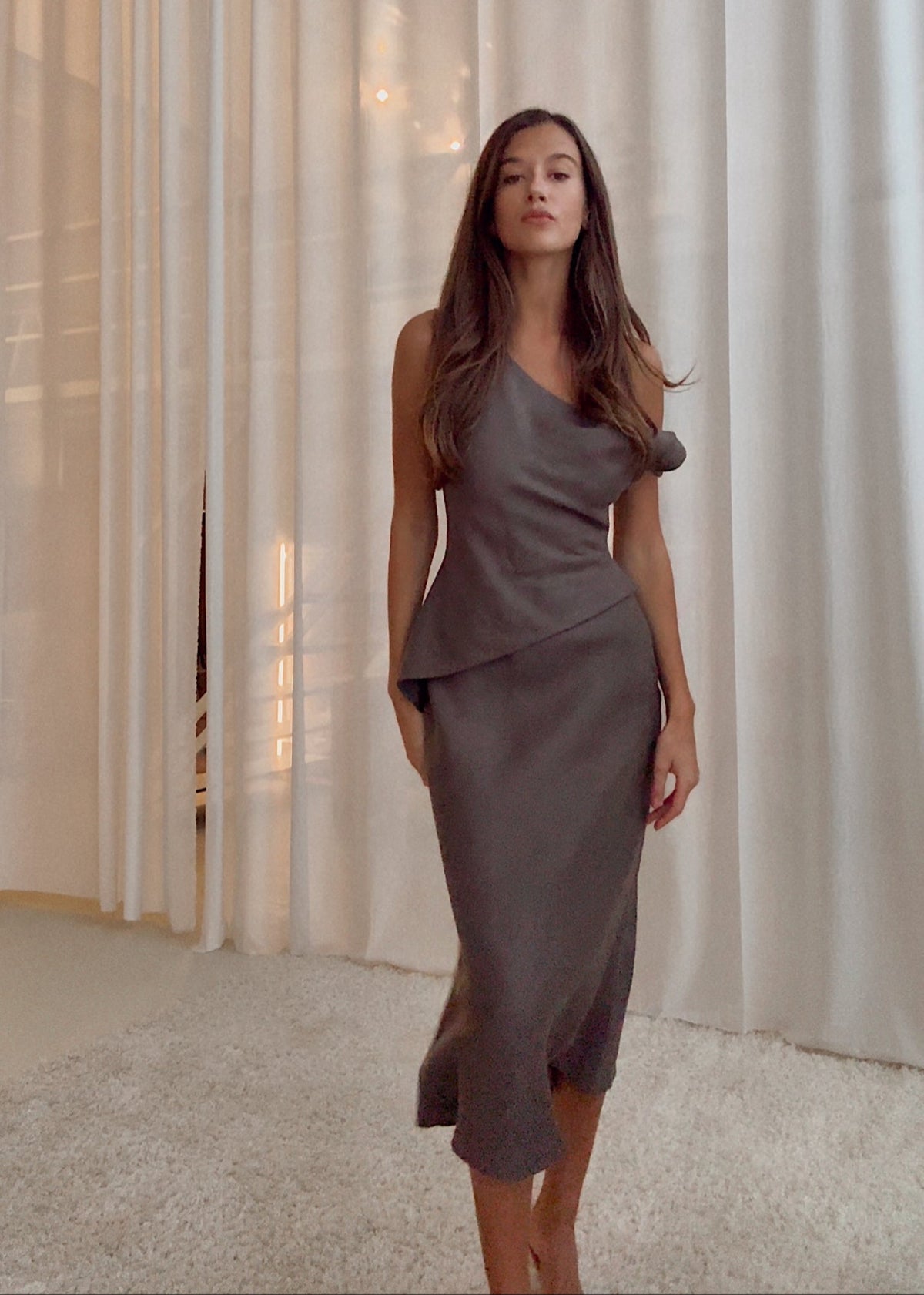 LOREN Linen Midi Dress