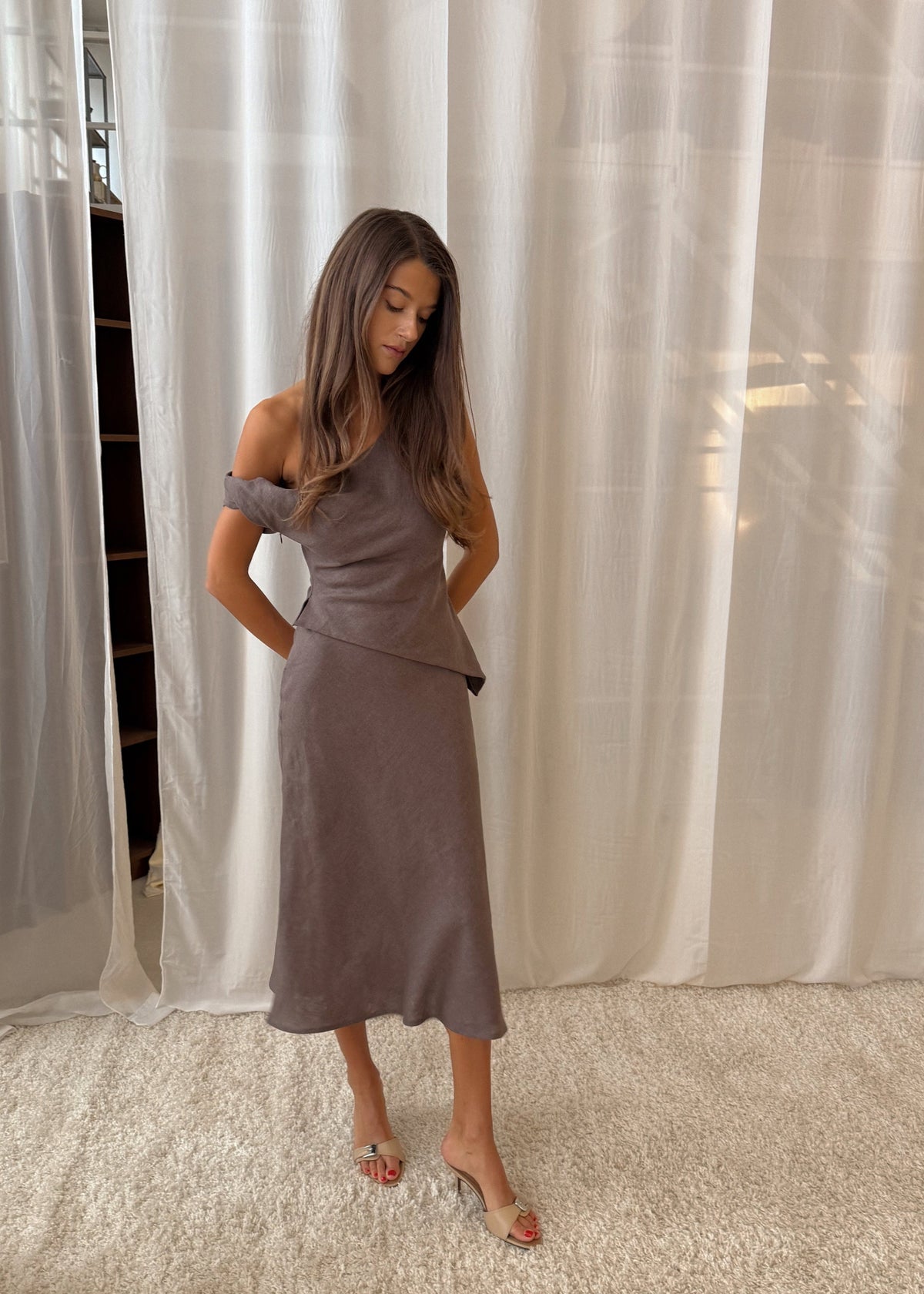 LOREN Linen Midi Dress