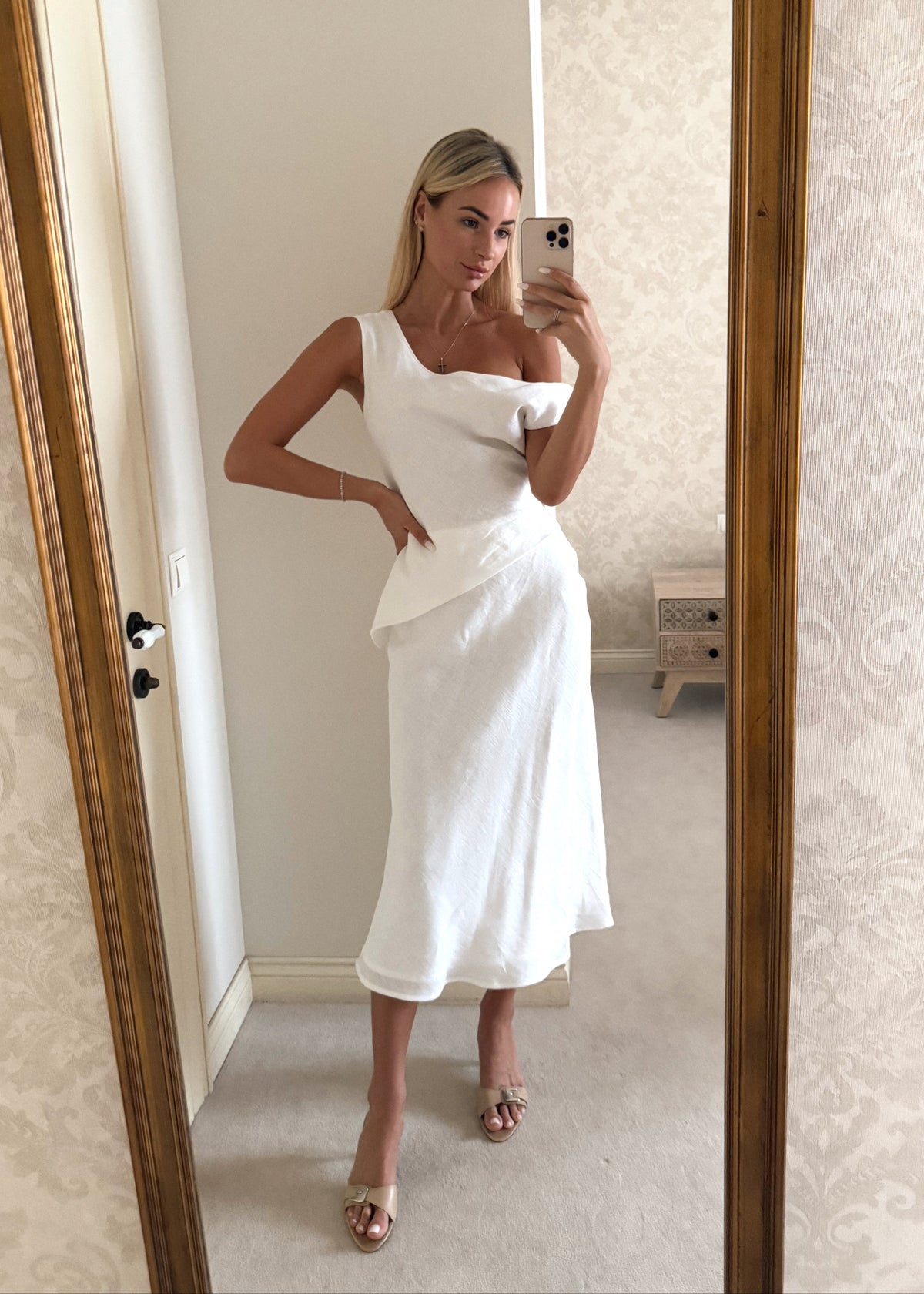 LOREN Linen Midi Dress