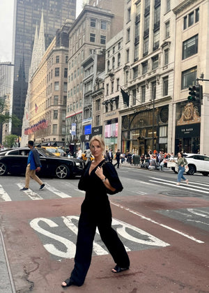 Porto Linen Wide Leg Trousers Black