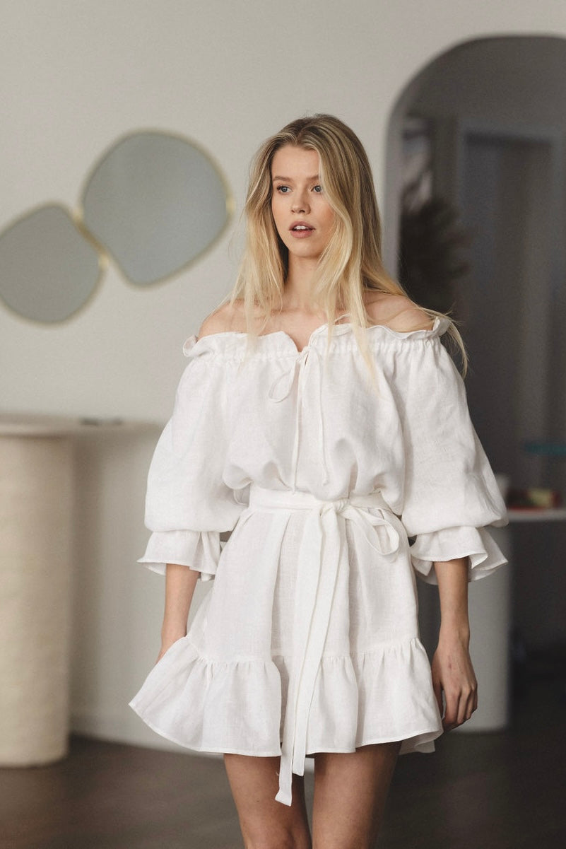 mini linen dresses Isla 100% Linen Mini Dress