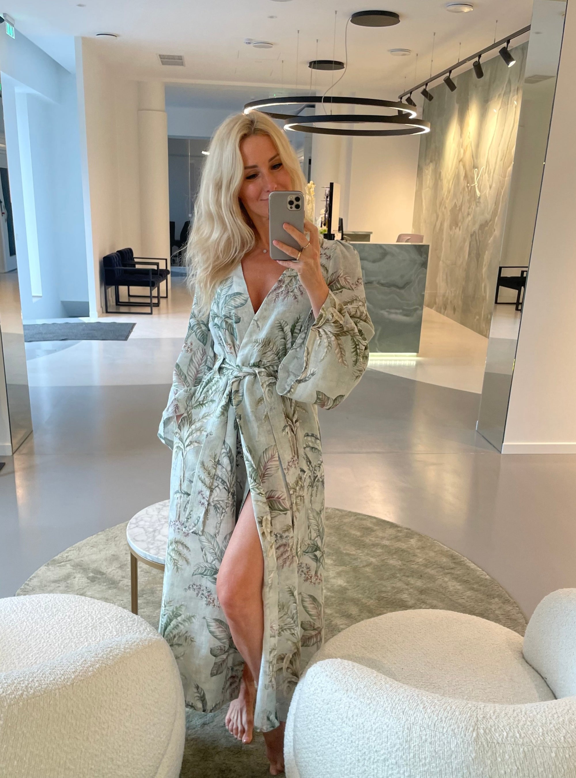 Morn Midi Linen Kimono Dress