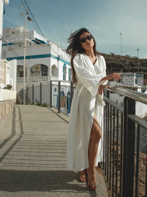 Morn Midi Linen Kimono Dress