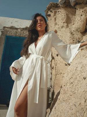 Morn Midi Linen Kimono Dress