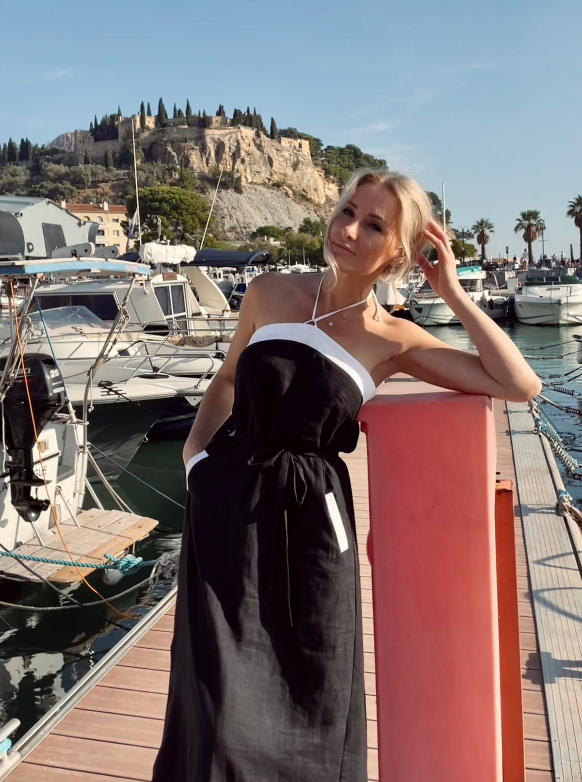 Paris linen halter dress