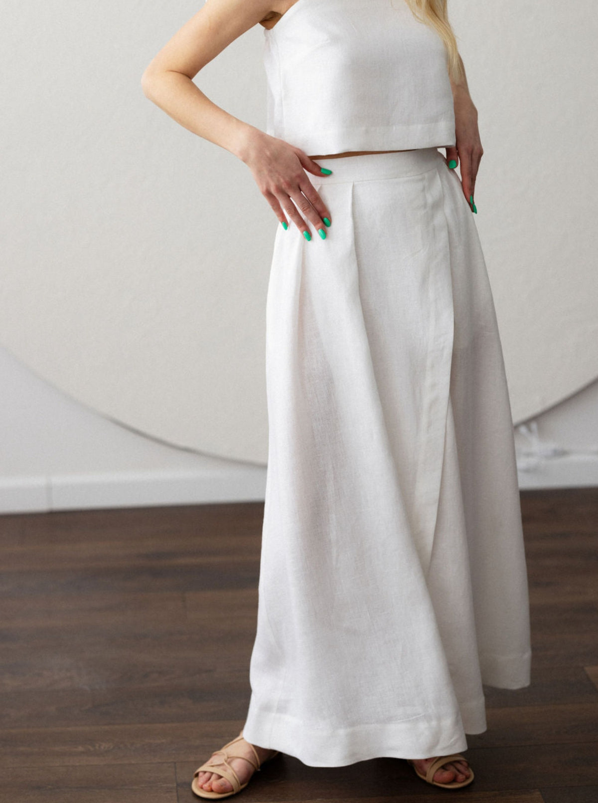 POEME Linen Maxi Skirt & Top Set