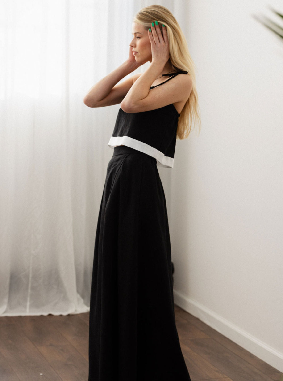 POEME Linen Maxi Skirt & Top Set
