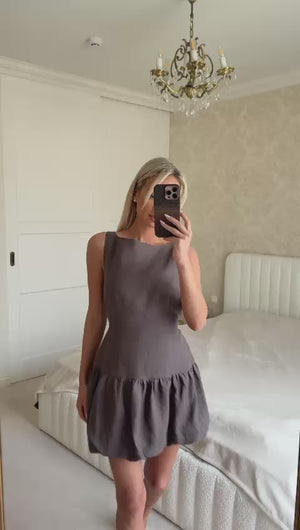 DOLLY Linen Bubble Mini Dress