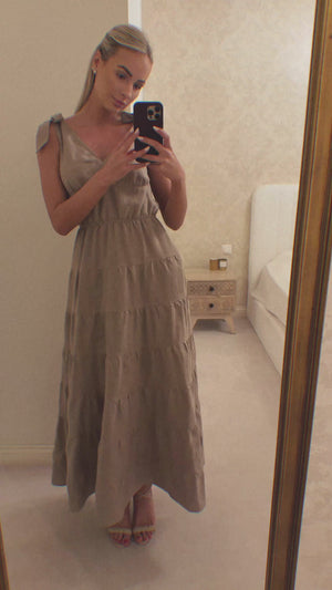 GISELE Linen Maxi Dress Dark Sand