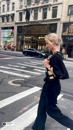 Dune Linen Wrap Blouse With Puff Sleeves Black