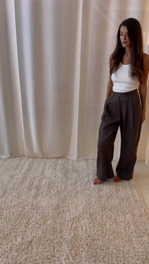 MARVEL Wide-Leg Linen Trousers Brown